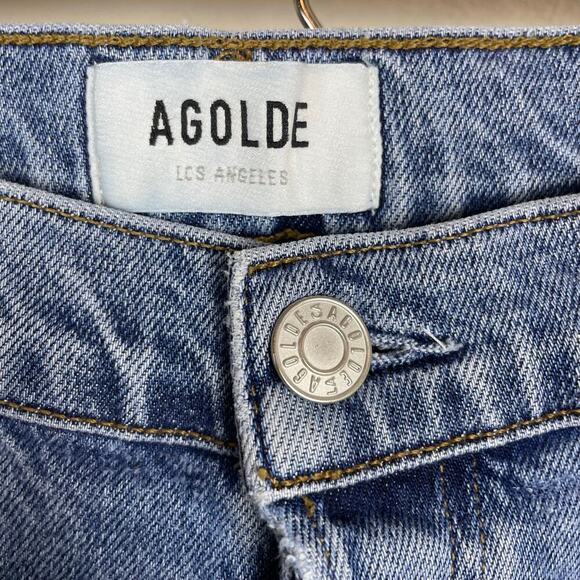 AGOLDE Nico High Rise Skinny Jeans 27” Waist Cropped Raw Hem Stretch Button Fly - Picture 6 of 9